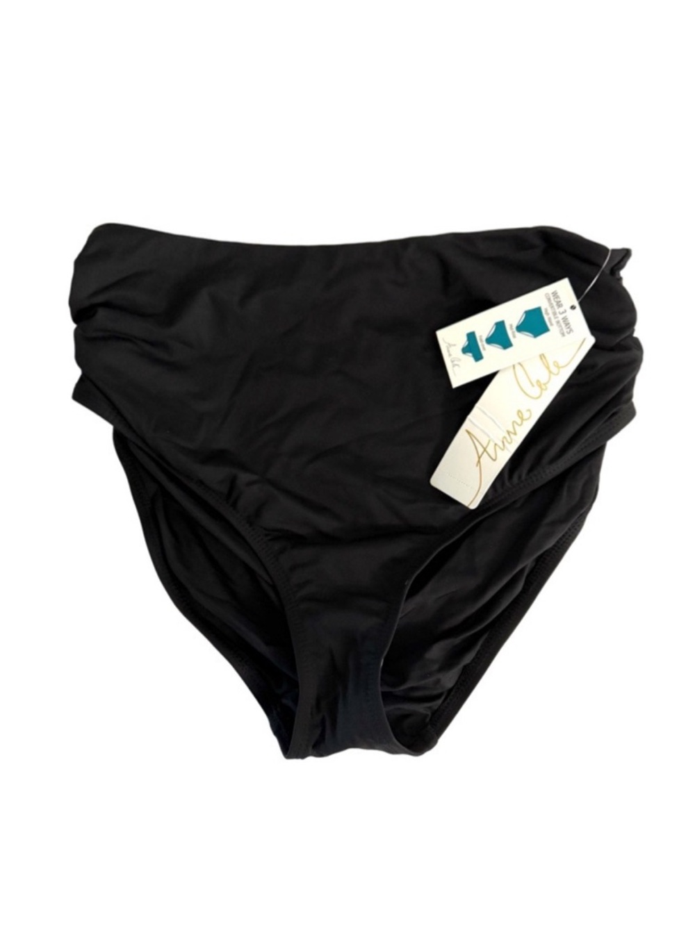 NEW Anne Cole Convertible Swimsuit Bottoms Shirred Three Way Black Size S